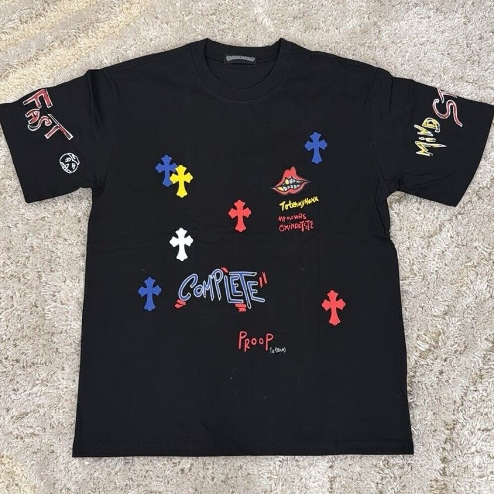 Chrome Hearts Supply The Demand Cross Patches Black T-Shirt for Men Size Large